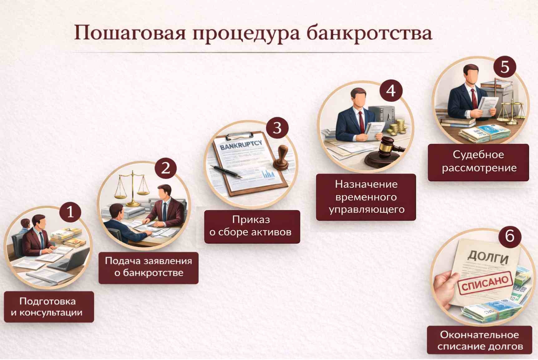 Пошаговая процедура банкротств